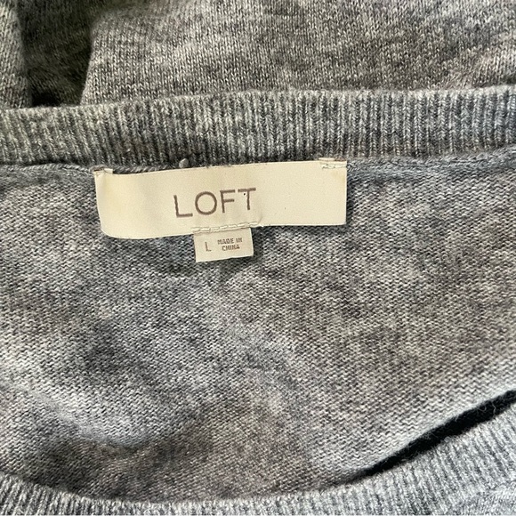 LOFT Gray Crew Neck Sweater with sequin embellishment - Picture 4 of 4